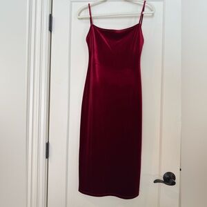 Reformation Velvet Slip Dress in Deep Red